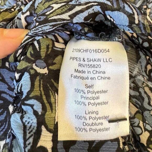 VERONICA BEARD Saera Floral Minidress Dress Size 14 Blue Multi Smocked Romantic - Picture 9 of 11